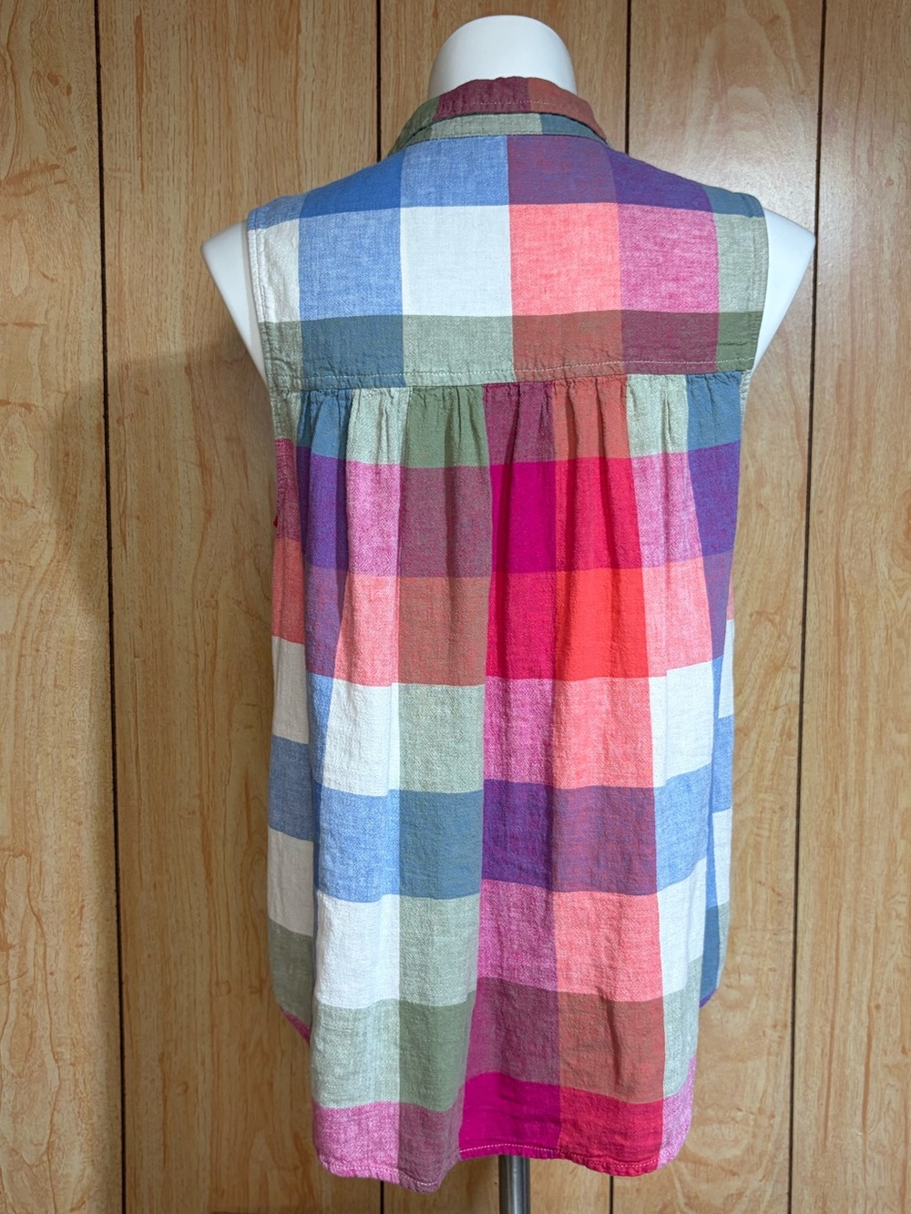 Time and Tru Multicolor Plaid Sleeveless Henley Top SZ - XL - Picture 3 of 6